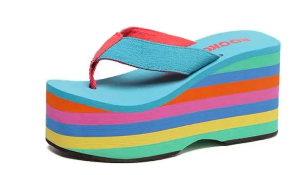 Сапоги Sunny Everest Женщины Flip Flops Beach Slippers Женские туфли на каблуках склона радуга красочные тапочки 3439