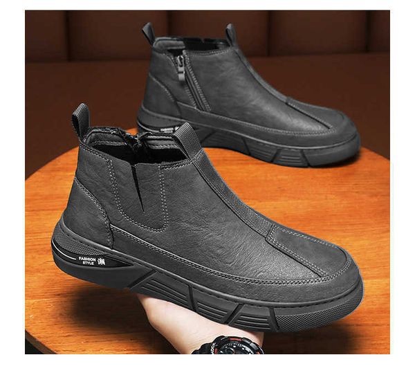 HBP Sapatos casuais sem marca Atacadista versátil outono e inverno moda masculina sapatos de cano alto sapatos estilo caminhada homem