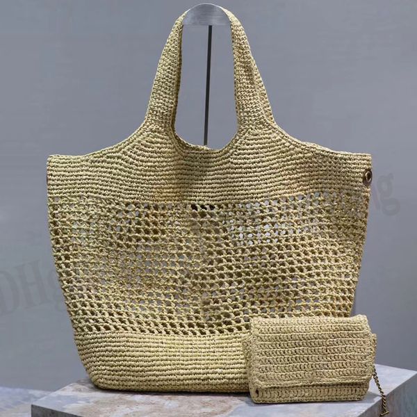 Icare maxi borsa in tessuto shopping bag 10A tote designer tote borsa da spiaggia in paglia donna estate maglia borsa da vacanza in tessuto cavo borse a tracolla per lo shopping di grande capacità