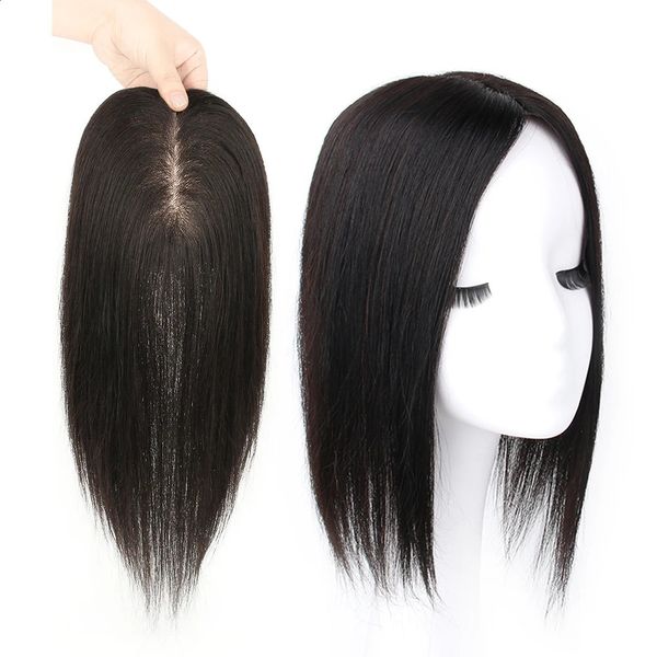 12 inç klipli doğal insan saç patlama saçak saç parçaları orta kısım brezilya düz remy saç saç dökülmesi için 240314