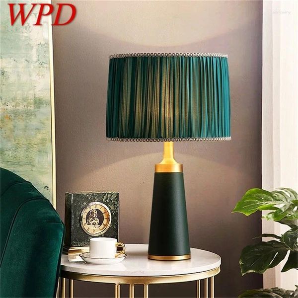 Lâmpadas de mesa WPD Lâmpada de latão Verde Luz de mesa Contemporânea Luxo LED Decoração para casa cabeceira