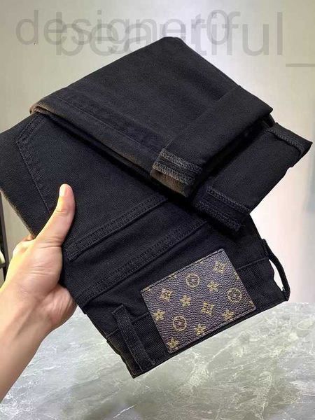 Jeans masculinos designer designer puro algodão preto queda 2022 magro ajuste pés elástico high end europeu pequeno calças retas spoh bn4r