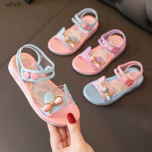 Sandálias de verão meninas sandálias 2023 nova flor simples bonito rosa roxo crianças sandálias da criança do bebê macio casual escola crianças shoesc24318