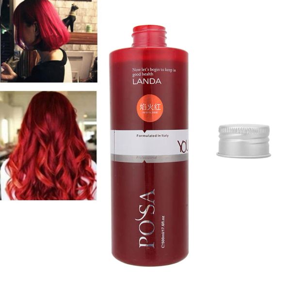 Cor 500ml semi permanente creme de cor de cabelo melhor estilo ferramenta de cabeleireiro creme de tintura de cabelo vermelho natural fácil coloração