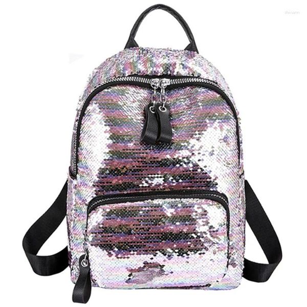 Sacos escolares Cúpula lantejoulas Bling adolescente pequena mochila menina viagem bolsa de ombro feminino contraste cor para estudante