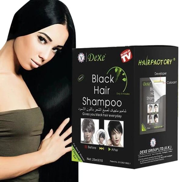 Farbe 25 ml x 10 Stück dunkelbraun Dexe Black Hair Shampoo nur 5 Minuten Haarfarbe Haarfärbemittel Permanente Haarfarbe kostenloser Versand