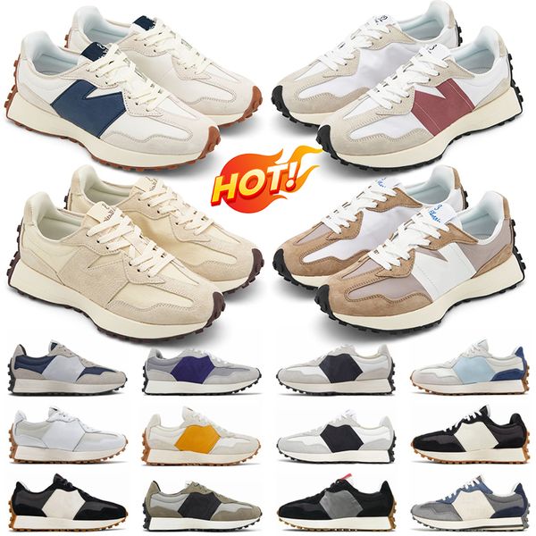 Novo 327 tênis de corrida mulheres homens designer 327 tênis mar sal vermelho bege branco preto cinza feijão branco jogging andando esporte treinadores