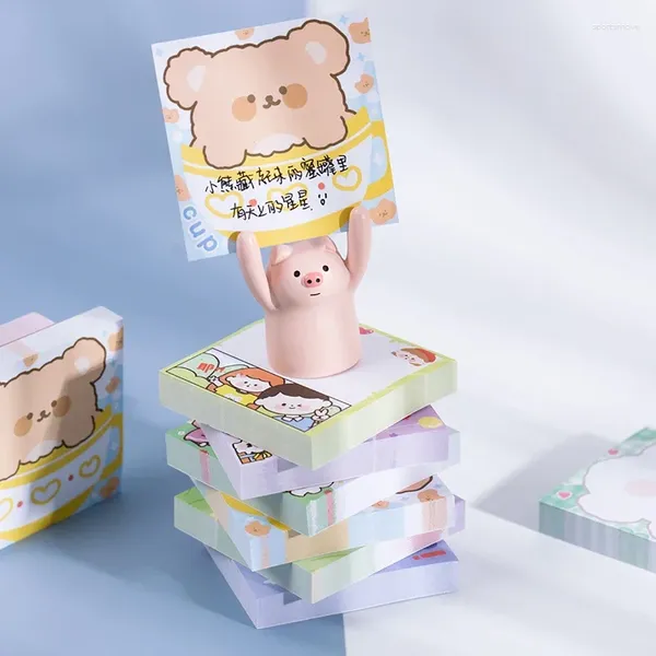 Подарочная упаковка, 1000 шт., закладки для заметок, бумажные закладки с рисунком милого медведя, липкие заметки, липкие детские книжки, канцелярские принадлежности, 92, 75 мм, 8 стилей