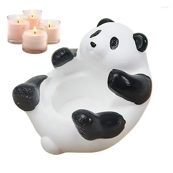 Titulares de vela 3D Panda Titular Tealight Castiçal em forma de lâmpada de chá ornamento de armazenamento animal decorativo bandeja de jóias