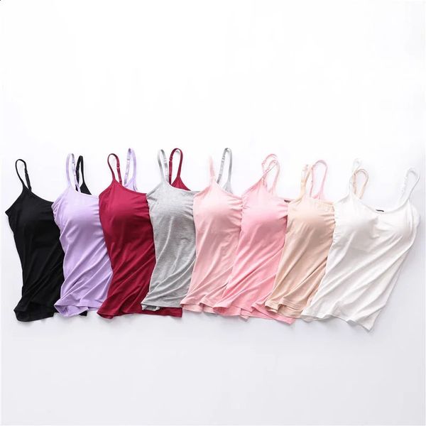 5pcs/set yaz yastıklı sutyen tank üstü kadınlar modal spagetti katı kami üstleri yelek bra fitness yoga bras240318