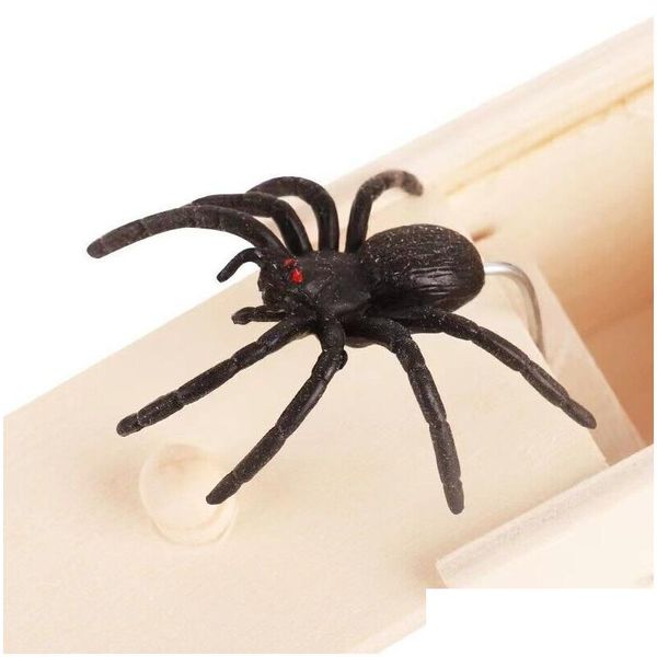 Altre forniture per feste festive Scherzo in legno Spider Scare Box Den In Case Trick Play Joke Scarebox Gag Toy Drop Delivery Home Garden Dhmj3