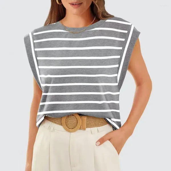 Blusas femininas camiseta listrada cor bloco tanque superior para mulher solto ajuste camiseta com o pescoço mangas raglan verão streetwear