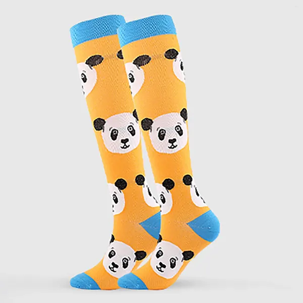 Calzini da donna Assorbono il sudore Cartoon Animal Print Sport Compressione Nylon Tubo lungo Sport all'aria aperta per regalo di compleanno