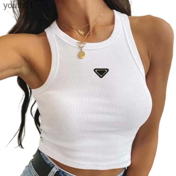 Damen Blusen Shirts Hot Pr-a Sommer Weiß Damen T-Shirt Tops T-Shirts Crop Top Stickerei Sexy Schulter Schwarz Tank Top 240318