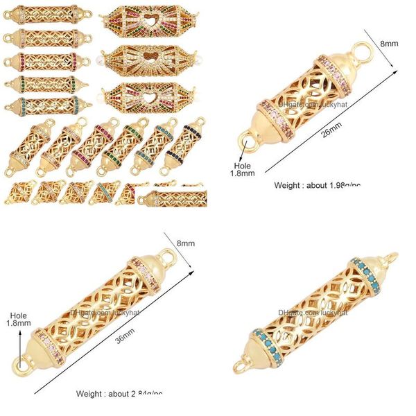 Acrilico Plastica Lucite Delicatezza Moda Scava Fuori Perline Distanziatore Tubo Metallo a base di ottone Oro Creazione di gioielli Accessori per annodare perline S Dhns7