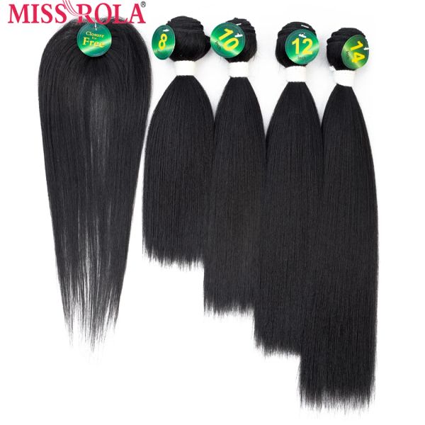 Tecer miss rola cabelo reto sintético trama ombre cabelo colorido 814 polegada 4 + 1 unidades/pacote 200g # 1b tecelagem pacotes com fechamento livre