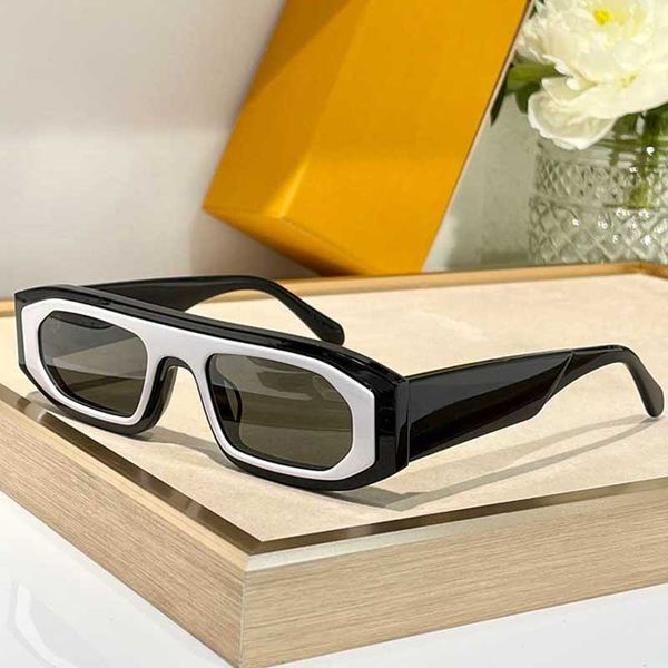 Markendesigner-Männer, quadratische Sonnenbrille 2436, Acetat, kleiner Rahmen, Damen-Designer-Sonnenbrille, Schwarz-Weiß-Spleißrahmen, UV400-Gläser, Damen-Freizeitbrille, Top-Qualität