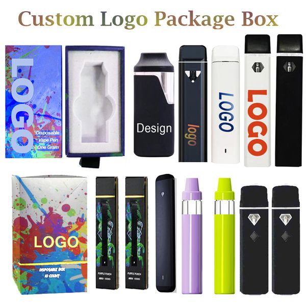 Özelleştirilmiş Teslim Edilebilir Vape Kalem Ambalaj Kutuları 1ML 2ML 5ML POD E-sigaraları Kalın Yağ Arabaları Şarj Edilebilir 280mAH Pil Özel Logo Boş Vaporör Mylar Çantalar