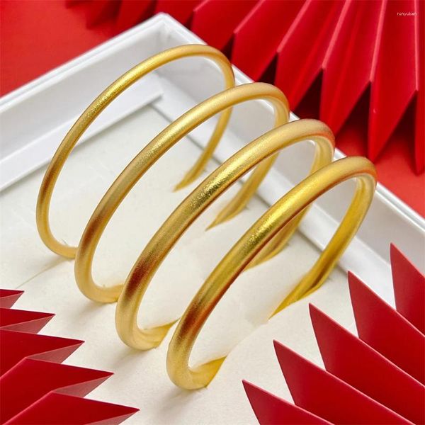 Braccialetti di colore oro liscio cerchio rotondo per le donne 3/4/5mm Pulsera accessori di gioielli alla moda regali del partito Bijoux