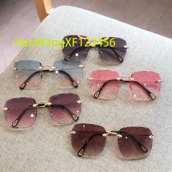 Großhandel randlose quadratische Sonnenbrillen für Damen und Herren, luxuriöser Modetrend, günstige übergroße Brillen, quadratische Sonnenbrille mit Farbverlauf