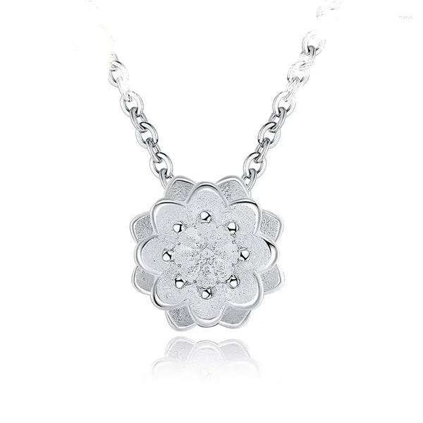 Anhänger Halsketten Charm Schöne Accessoires Damen Klassische 925 Sterling Silber Anhänger 3D Lotus Design Mädchen Halskette