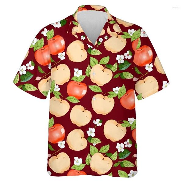 Camicie casual da uomo Frutta fresca Stampata in 3D Manica corta per uomo Abbigliamento Hawaiian Lemon Citrus Beach Camicette divertenti Camicetta con risvolto