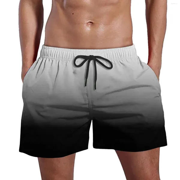 Herren-Shorts, Übergröße, Strand, Sommer, lässig, Farbverlauf, schnell trocknend, Badehose, Kordelzug, elastische Taille, locker, mit Taschen