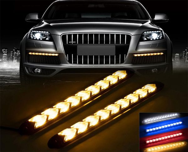 Auto LED DRL Indicatore di direzione Impermeabile Luce diurna Tubo di flusso flessibile Illuminazione a strisce Lampeggiatore che scorre Lampada di avvertimento 4 colori1103554