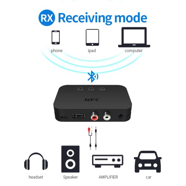 Lautsprecher Bluetooth-kompatibel 5,0 Empfänger Adapter NFC 3,5mm RCA Audio Musik AUX Dongle Stereo Rezeptor Für Verstärker Lautsprecher