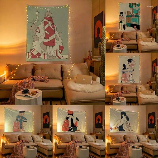 Гобелены, гобелен, декор, повседневная жизнь девочек, художественная иллюстрация, домашняя подвесная комната, настенный фон, ткань