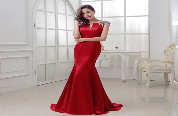 Elegante Borgonha Sereia Vestidos de Noite 2019 Longo Cetim com Cristal Frisado Sexy V Voltar Tribunal Trem Formal Vestidos de Festa LX2861354074