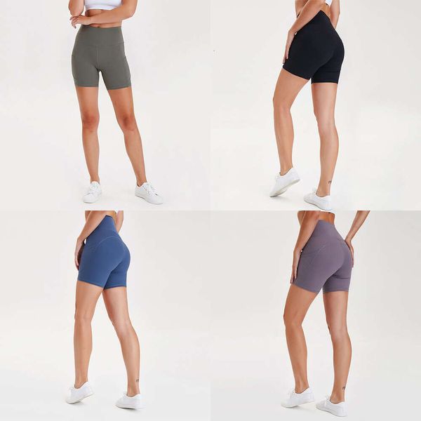 2024Aloyoga Damen-Sommer-Shorts, einfarbig, nackt, Yoga-Shorts mit hoher Taille und Hüftlift, eng, elastisch, für Trainingssport, Hotpants für Damen, Marke Movement Shorts