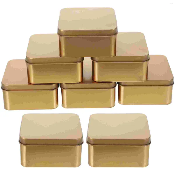 Vorratsflaschen, 10 Stück, quadratische Weißblech-Box, kleine Geschenk-Süßigkeiten-Verpackung, Hochzeit (Gold, mittlere Größe), 10 Stück