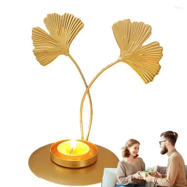 Suporte de velas para chá, luz de casamento, peça central de mesa, forma de folha de ferro, suprimentos de decoração doméstica