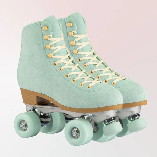 Ayakkabılar Yetişkin Çocuklar Doublerow Roller Paten Metal Braket Rahat Nefes Alabilir Dayanıklı 4 Tekerlek Skates Patines Kadınlar İçin Ayakkabı