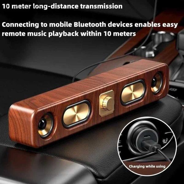 Altoparlanti portatili Soundbar retrò in legno Altoparlante Bluetooth portatile Computer di casa Desktop TV Teatro Wireless HIFI Suono stereo Radio FM Sound Bar 24318