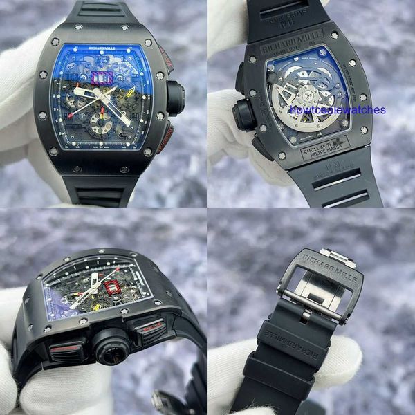 Belo relógio RM Relógio de pulso RM011 AK Ti Philips Marsa Limited Material de titânio preto Relógio masculino mecânico automático
