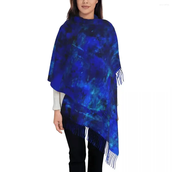 Lenços ao ar livre lenço outono azul pintura splatter xale envoltório impressão abstrata design bandana senhoras cabeça vintage