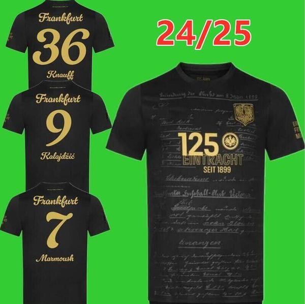 24 25 Eintracht Frankfurt 125 Ano Aniversário Kit DFB POKAL FINAL Kit Futebol Jerseys 2024 2025 RODE ACHE Camisa de Futebol Uniforme 125º Ouro Preto 999