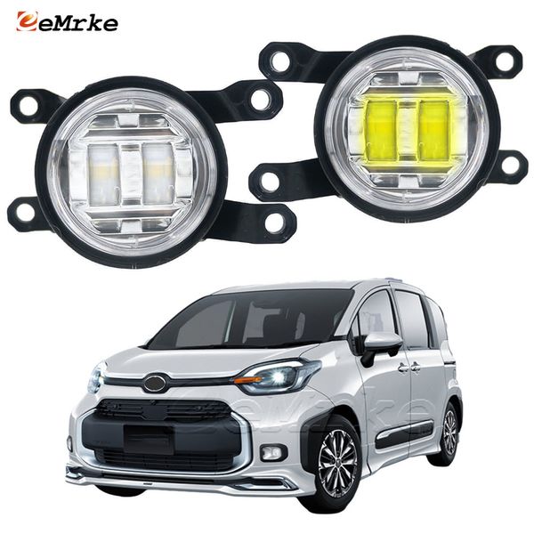 EEMRKE LED-Auto-Nebelscheinwerfer für Toyota Sienta XP210 2023, Frontstoßstangen-Nebelscheinwerfer mit Objektiv, DRL, 30 W, 12 V, Weiß oder Gelb