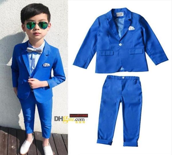 100 conjuntos de blazer formal de boa qualidade para meninos bonitos terno infantil para casamento menino azul real vestidos infantis roupas 250r1856139