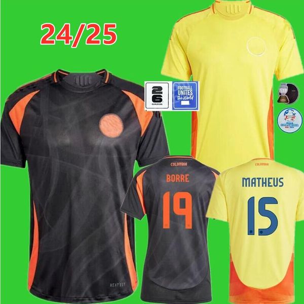 24/25 COLOMBIA JAMES Camisas de futebol Kids Kit 2025 COLUmBIa National Team Football Shirt Home Away Set Camisetas 2024 Copa América D.VALOYES ARANGO C. CHUCHO CUADRADO 99