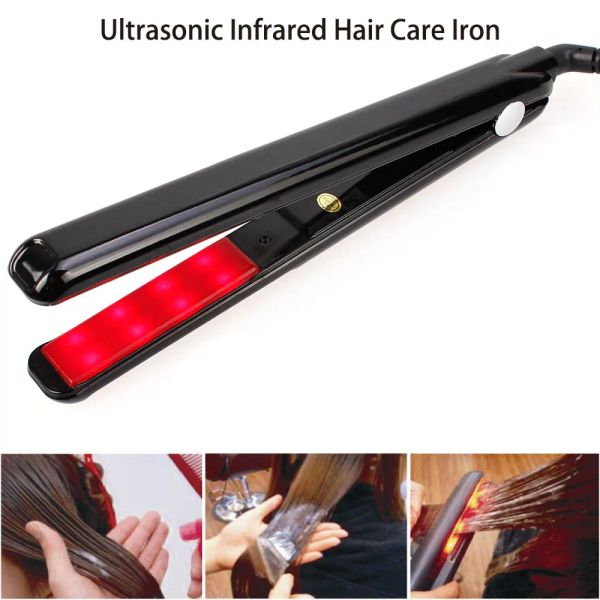 Ferros ultra-sônico infravermelho condicionador de cabelo recupera ferramenta danificada display lcd alisador de tratamento de cabelo tala elétrica