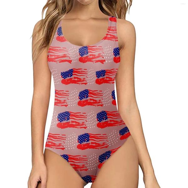 Costumi da bagno da donna Moda estiva Costume intero con scollo a V Stampa push up Set bikini 2024 Beach Holiday Slim Sports