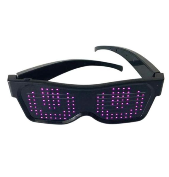 Óculos de sol Bluetooth LED Óculos 200 bicos de lâmpada Suporte de controle de aplicativo de telefone móvel DIY padrão de textoSunglasses3324776