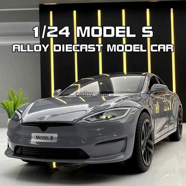 Modellini di auto in miniatura 1/24 Tesla Model S Simulazione in lega di metallo pressofuso modello di auto suono leggero veicolo giocattoli per bambini regali per fidanzatoL2403