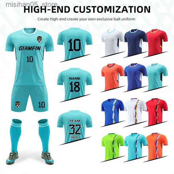 Jerseys Adulto Crianças Futebol Jersey Mens e Mulheres Personalizado New Jersey Cinco Pessoas Sports Uniform Training Set Childrens Sports Uniform Q240318