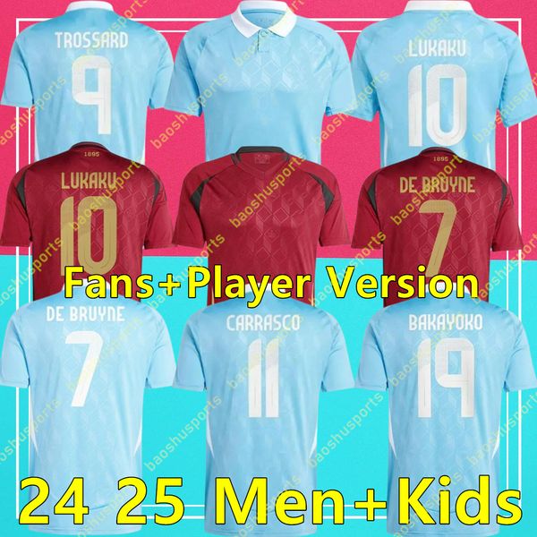 Maglia da calcio Maillot Belgiums 24 25 DE BRUYNE LUKAKU DOKU 2024 Maglia da calcio per squadra nazionale Euro Cup Kit completo per bambini Casa Lontano CARRASCO TIELEMANS BAKAYOKO