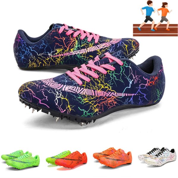 Sapatos rastrear spike running sprint sapatos de atletismo e field pU