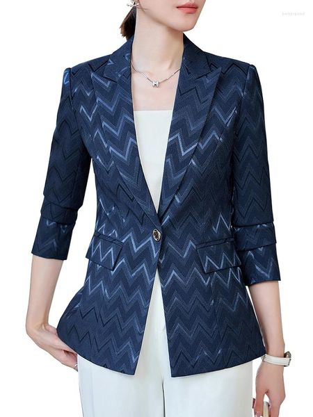 Abiti da donna Blazer da donna a maniche lunghe Donna Nero Blu Bianco a righe da lavoro femminile da lavoro Giacca formale sottile per l'autunno inverno